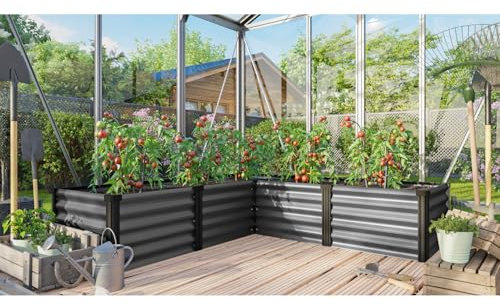 Vitavia Hochbeet Linus IN & Out 401 M, Granit/alu eloxiert, M | Wetterfest aus Zincalume® | Ergonomisch & Rückenschonend | Schutz vor Schnecken & Unkraut | Perfekt für Gemüse & Blumen