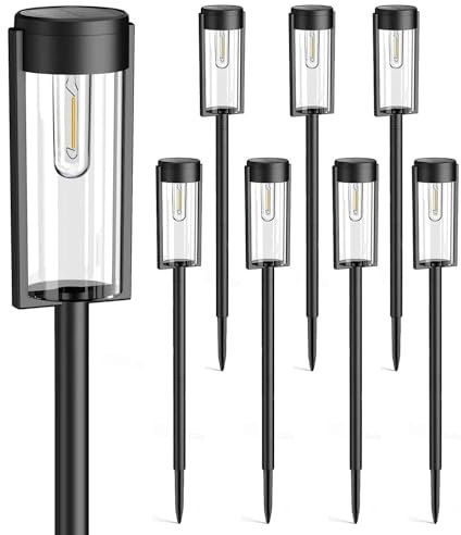 RECHOO Solarlampen für Außen Garten, 8 Stück Vintage Solarleuchten für Außen mit Helle Warmweiß Wolfram Licht, 1000mAh Batterie, IP65 Wasserdicht Solar Gartenleuchten für Außen Terrasse Rasen Weg Deko