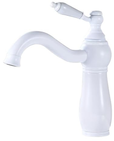Premium Copper Bathroom Basin Mixer Tap - Hot & Cold Jade Faucet for Countertop Washbasin - Elegant White Low Paint Finish, Ideal for Modern Bathrooms