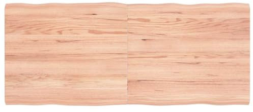 HOMEELIKE Tischplatte 140x60x(2-4) cm Massivholz Behandelt Baumkante