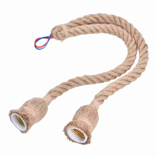 lvifloae 1pc E27 Hanf Seil Anhänger Leichte Vintage Industrielle Einkopf Deckenlampe Dachleuchter Kronleuchter Industrie Wohnkultur Rustikale Bauernhaus für Wohnzimmer Café Bar (1m / 3,3 Fuß