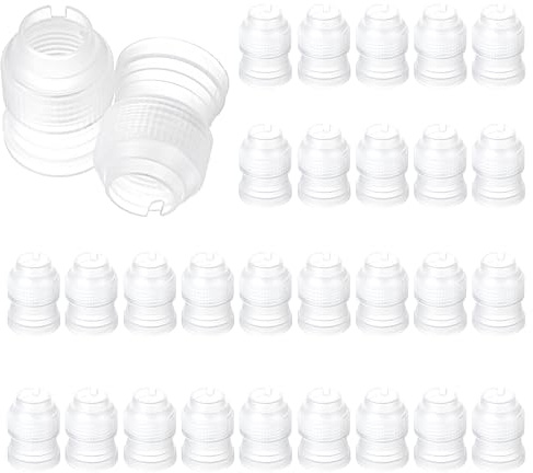 30 Pack Standard Couplers for Piping Bags, Transparent Cake Decorating Tips, Cake Tips for Decorating Baking Tools, Essential Cakes Decoratings Supplies for Frosting Icing Nozzle (1.1 x 0.78 Inch)