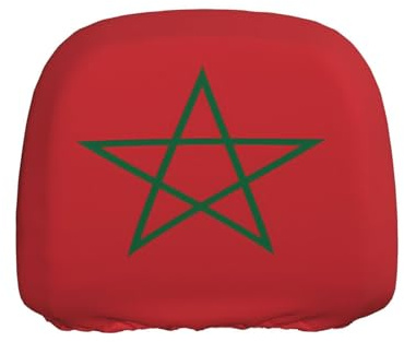 Ninainaid Housse d'appui-tête de voiture avec impression du drapeau du Maroc 1 pièce Protecteurs d'appui-tête élégants pour la plupart des modèles de véhicules - Facile à installer.