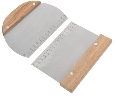 OFFSCH Teigschneider zum Schneiden von Teig und Krusten 2 Stück aus Edelstahl Praktisches Backzubehör mit Holzgriff und Skala für Brot und Gebäck