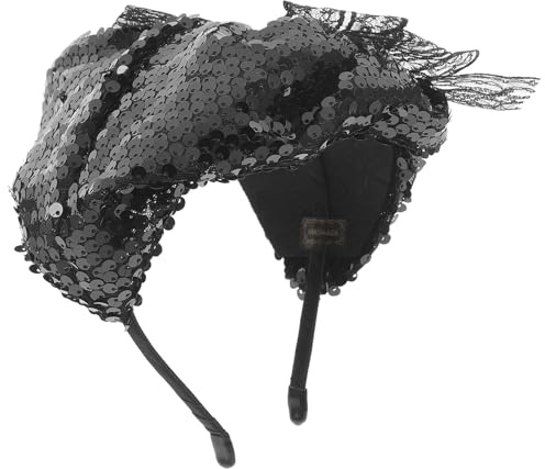 jojofuny Elegantes Fascinator Stirnband mit Schwarzen Pailletten Leichter Stoff Angenehmes Tragegefühl für Hochzeitsfeiern und Teepartys