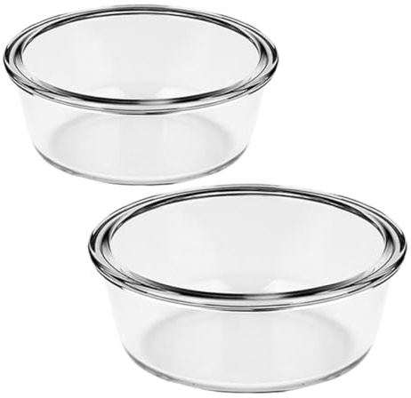 OSALADI Lot de 2 Bols en Verre Transparents 650ml et 1000ml, Plats de Cuisson Compatibles Air Fryer et Four, Bol Alimentaire Épaissi, Résistant à Haute Température, pour Préparation,