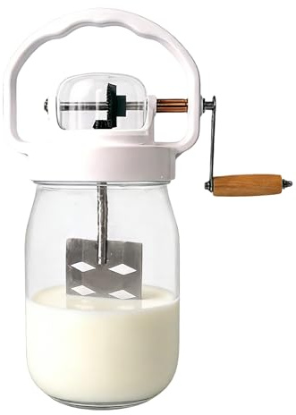 Baratte À Beurre Manuel, Grand Bocal En Verre 1500ml, Fouet À Manivelle Pour Beurre Frais, Crème, Babeurre Maison, Facile À Utiliser