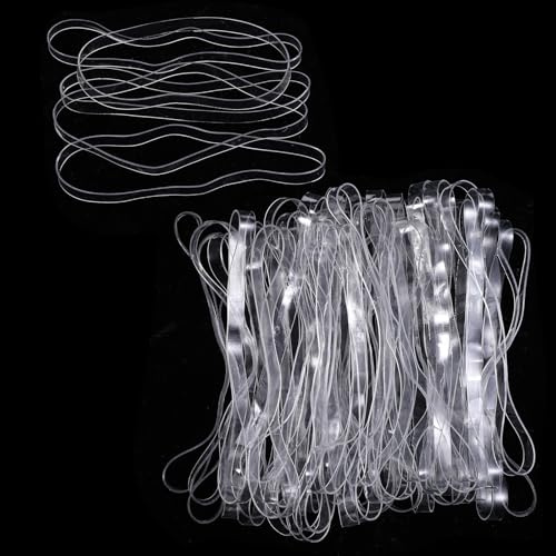 100PCS Clear Rubber Bands Elastic Bands Large Heavy Duty Elastic Bands | for Garbage Can, Crafts, Office Supplies, File Folders, Organizing, Bundling & DIY Projects (6 Inch)