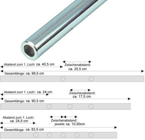 Kickerstange 13 mm Hohlrohr, verchromt – Ersatzstange für Tischkicker, kompatibel mit 13 mm Lagern, Soccer Stange für Profi, passend für alle Tischkicker mit 13 mm (2-Loch-Stange)