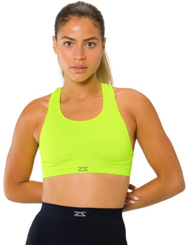 Zensah Damen Seamless Bra Sport BH, Neon Yellow, M/L