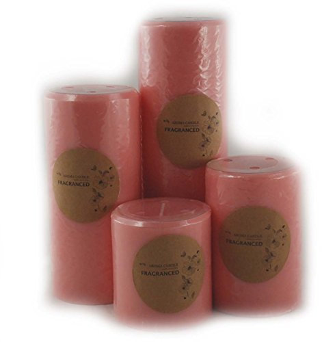 Set 4 x Stumpenkerzen Duftkerze Palmwachs Ø 68 mm in pastellpink - Duft Pfirsich