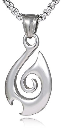 DonDon Herren Halskette Edelstahl 52 cm mit Anhänger Maori Haken in einem Samtbeutel