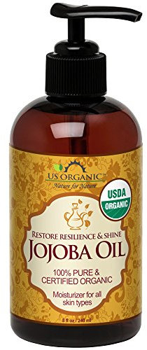 US Organic Jojoba Oil, USDA Certified Organic,100% Pure & Natural, Cold Pressed Virgin, Unrefined, Haxane Free, 8 Oz (240 Ml) in Amber Plastic Bottle with Pump for Easy Application
