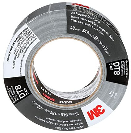3M Nastro Adesivo Multiuso Dt8, Argento, 48 mm X 55 m, 0,2 mm, Avvolto Singolarmente
