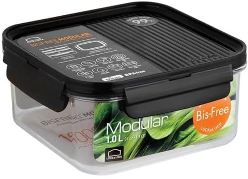 LocknLock BISFREE Frischhaltedose | 1000 ml | 160 X 160 X 76 mm | BPA-frei | Luftdichte Aufbewahrungsbox | Spülmaschinen-, mikrowellen- und gefrierschrankgeeignet | Bruch- und kratzfest