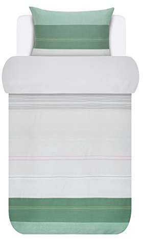 Marc O'Polo Wendebettwäsche Xova Grün Streifen Baumwollsatin 200 cm x 200 cm