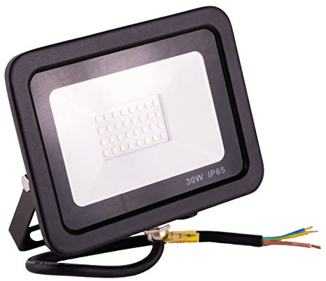 Popp® Floodlight LED Foco Proyector LED para Exterior Negro 30W, luz fría 6000K, Eficiencia Luminosa 95LM/W, Protección contra Sobrevoltajes, Resistente al Agua IP65(30W 6000K)