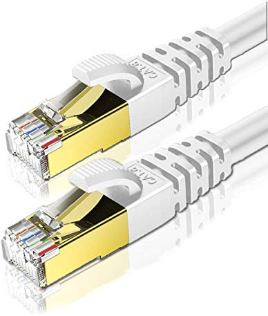KASIMO CAT 8 Ethernet Cable 0.25M 2PK Round Network Internet Ethernet LAN Cable,High Speed 40Gbps 2000Mhz SFTP LAN Wires Internet Patch Cable with RJ45 Gold Plated Connector for Switch/Router