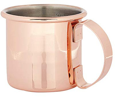 We Can Source It Ltd - Straight Copper Mug Style Jigger - Spirit Measure for Pubs and Bars - Lined at 10ml, 25ml, 35ml, and 50ml