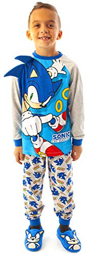 Sonic The Hedgehog Pyjamas For Boys | Kids Character Costume Blue & Grey PJs | Game Sonic T-Shirt & Trousers Merchandise Gifts 9-10 Years