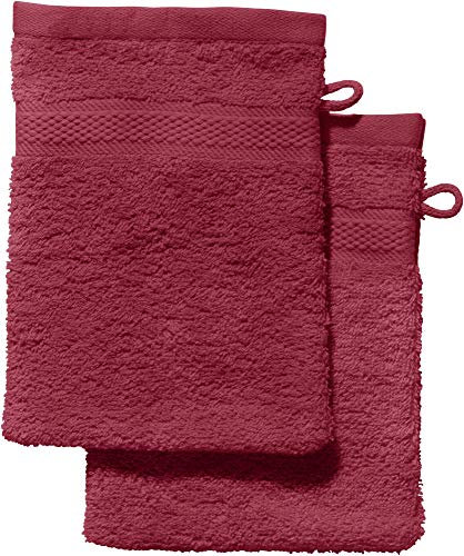 REDBEST Waschhandschuh 2er-Pack Chicago weinrot Größe 15x21 cm - saugstark, strapazierfähig, ideal für Reisen, Sport (weitere Farben)
