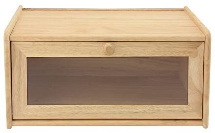 APOLLO THE HOUSEWARES BRAND Light Wood Single Decker Bread Bin - Easy to open lid and handle - Clear Perspex Opening Lid