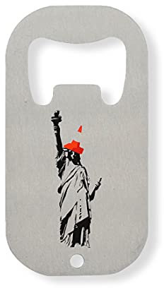 Generic Lady Liberty with A Cone On Her Head Flaschenöffner aus Edelstahl Silber