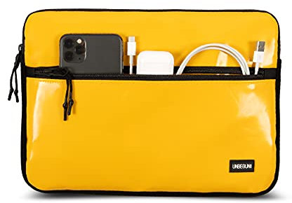 Housse pour ordinateur portable avec poche pour MacBook Air 13 2021/2022 (couleur : jaune) – Étui en tissu recyclé (durable)