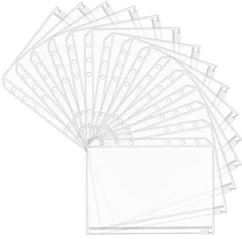moinkerin 15 Stücke A6 Binder Taschen 6-Loch Durchsichtige PVC Binder Reißverschluss Ordner Wasserdichte für A6 Notebook-Binder Dokumente Notizbücher Karten