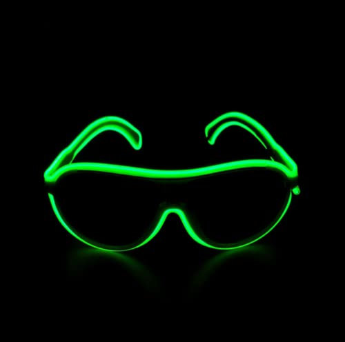 HULA LED Glasses, LED Party Glasses Luminous Glasses Cyberpunk Visor Glasses Light Up Rave Glasses for Aldult Kid (Green)