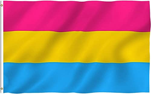 Pan Flagge Mit Genähten Streifen, Pansexual Flag 90 x 150 Mm, Pan Flag Mit Messingösen, Hell (Unbedruckt), Friedlich/Omnisexual Pride Flag Pan Flagge Lgbtq Pansexuell Flagge, Uv-Beständig
