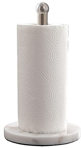 Porte-Serviettes en Papier avec Base en marbre Robuste, Support autoportant, Utilisation à Une Main, Pas d'oscillation (Nickel brossé)