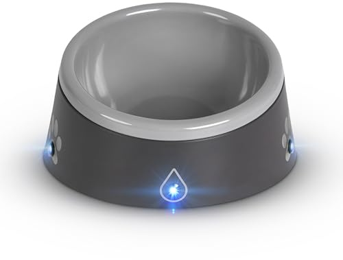 Gamelle à eau ThirstAlert de 473,6 g pour chien/chat, les lumières LED clignotent lorsque le niveau d'eau atteint presque vide, ABS et mélamine de qualité alimentaire