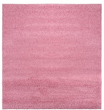 Mazovia Shaggy Hochflor Teppich - Modern Wohnzimmerteppich - Flauschiger Kuschelteppich - Weich Langflor Teppich für Schlafzimmer - Einfarbig Uni Muster - Quadrat Rosa Pink 200 x 200 cm