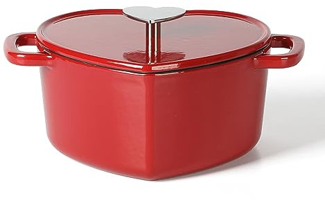 Martha Stewart Schmortopf in Herzform, Emaille, Gusseisen, 2 l, Rot