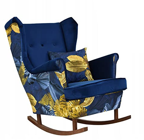 ARI Duo Scandinavian Schaukelstuhl von Family Furniture | Zwei Polstervarianten | Klassisches Design | Moderner Druck | Bequemer Sessel zum Entspannen | Gesteppte Rückenlehne | Holzbeine