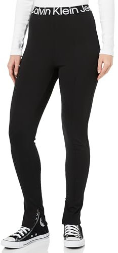 Calvin Klein Jeans Logo Tape Milano Leggings J20J222601 Pantalones de Punto, Negro (CK Black), M para Mujer