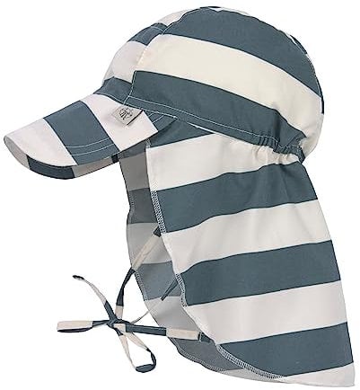 LÄSSIG Splash & Fun Baby und Kleinkind Sonnenhut mit Langen Nackenschutz mit UV-Schutz Stripes Milky/Blue 3-6 Monate