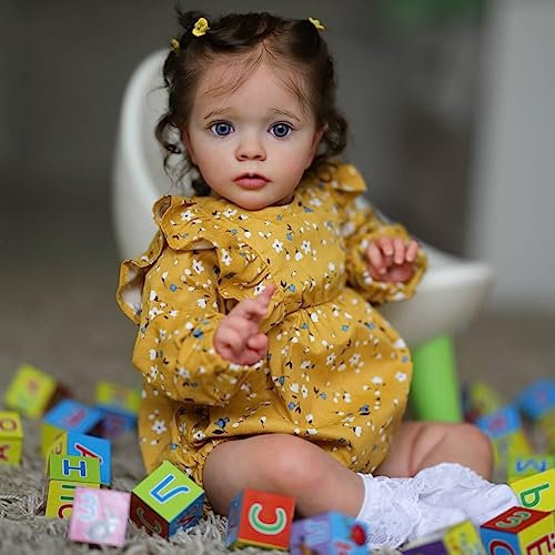 Anano Reborn Toddler Baby Mädchen 24 Zoll 60 cm Reborn Puppen Lebensecht Babypuppen Silikon Baby Puppe Wie Echtes Baby Realistische Babypuppe Mit Haaren
