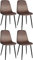 CLP 4er Set Esszimmerstühle Napier I Stoff I Kunstleder I Samt I Metallgestell, Farbe:braun, Material:Samt