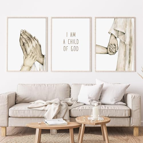 BIBLSPACE Bibel-Wandkunst, Jesus-Poster, I Am Child of God, Wandkunst, christliche Kunst, biblische Wanddekoration, christliche Poster, religiöse Wandkunst, 40,6 x 61 x 7,6 cm, ungerahmt