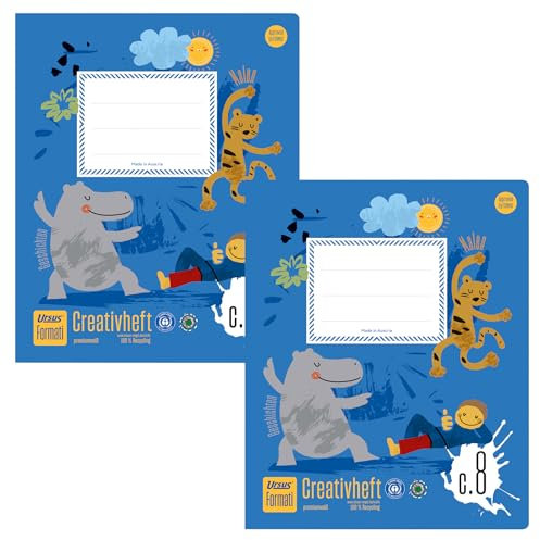 Formati Creativheft C.8 Quart 20 Blatt blanko, aus 100% Recyclingpapier, 2 Stück, kombinierte Lineatur für kreatives Lernen