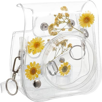 ifundom 11/9/8 Camera Case Yellow Clear Flower Design Bag Protective Pouch for Instant Camera
