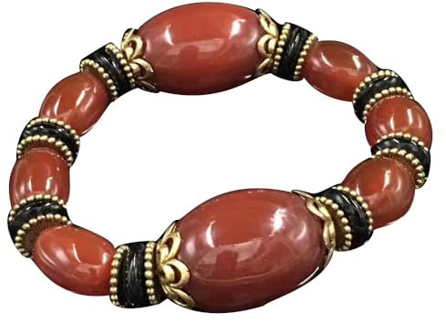 YHDONE Tibetisches Dzi-Achat-Armband mit roten Dzi-Perlen, String-Armband mit Zertifikat für Damen und Herren, Jade-Armbänder für Herren, middle, Achat, Achat