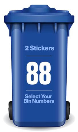 Happy Quokka Pack of 2 White Bin Stickers, 17cm, Waterproof and Weatherproof, Self Adhesive Bin Numbers