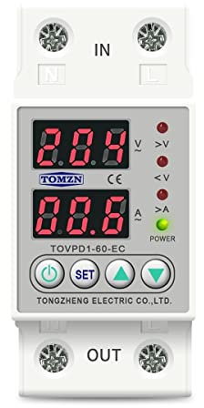 Disjoncteur,Disjoncteur Différentiel Dual Rail Dual Dual Aperçu Réglable sur le courant de tension et sous le dispositif de protection de la tension Relais de protecteur 4 0A 63A 80A 220V 230V (Size