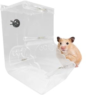 Benixmidart Automatic Hamster Feeder, Clear Acrylic Automatic Pet Feeder, Hamster Food Bowl Guinea Pig Food Dispenser for Small Animal Feeding & Watering Supplies (L)