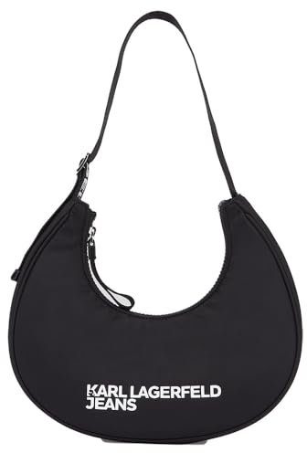 KARL LAGERFELD JEANS Essential Nylon Moon Bag, Femmes, Noir, 36.67 cm