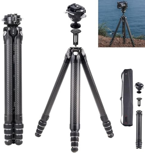 Falcam F38 Pro TreeRoot Quicklock Travel Camera Tripod, 61 Carbon Fiber Portable DSLR Professional Camera Stand Photography Panoramic Pan Tilt Stand for Sony for Canon for Fuji Carry Strap Holes