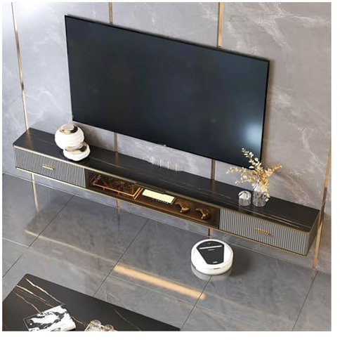 Tv Cabinet 70.5''/78.7''/86.6'' Floating TV Shelf for Under TV, Wood Floating TV Stand with Slate Tabletop for TVs, Wall Mount Media Console TV Stand with Storage Large Capacity TV Console(220*23*25cm